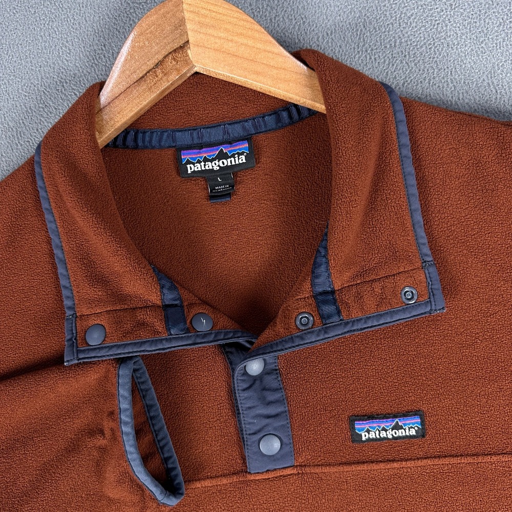 Patagonia Jacket Mens Large Sisu Brown Micro D Snap T Fleece Outdoor Nature